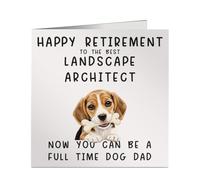 Funny Retired Landscape Architect Full Time Dog Dad Card - Bold & Fun Design - Ideal for Retirement, Work Leaving or Colleague Farewell