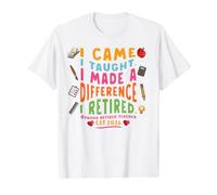 Funny Retired Teacher Came Taught Difference Retirement 2026 Value Graphic T-Shirt, Men, White, M