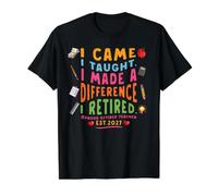 Funny Retired Teacher Came Taught Difference Retirement 2027 Value Graphic T-Shirt, Men, Black, XL