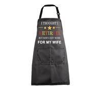 Funny Retirement Aprons Retired Gift for Men Kitchen Cooking Apron I Thought I Retired But Now I Just Work for My Wife (retirement aprons)