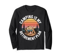 Funny Retirement Camping Van Life Vintage Sunset Graphic Long Sleeve T-Shirt