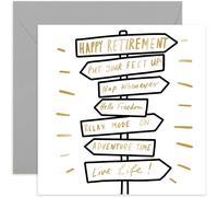 Funny Retirement Card for Colleague - Coworker Leaving Gift - 'Happy Retirement' Sign Post Design for Men and Women - Humorous Present - Blank Inside with Envelope