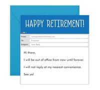 Funny Retirement Card - Out of Office Forever Email - Leaving Card for Him, Her, Women, Men, Work Friend, Colleague, Boss, Coworker, Officemates - Hilarious Notice - Comes with Stickers