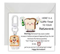 Funny Retirement Gift Card Keychain Set, A Little Toast to Your Retirement Card with Toast Keychain, Humorous Retirement Gifts for Men Women, Coworker Leaving Gift, Job Goodbye Gift, Goodbye Card