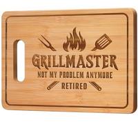 Funny Retirement Gifts for Men - Grillmaster Retired Bamboo Cutting Board'Not My Problem Anymore' - Happy Retirement Gifts for BBQ Lovers Dad Grandad Uncle Husband Brother Friend Colleague