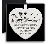 Funny Retirement Gifts for Women, 2025 Happy Retirement Gift Ideas, Retirement Presents Ceramic Heart Ornament for Colleagues, Teachers, Coworkers, Friends