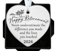 Funny Retirement Gifts for Women 2026 - Heart-Shaped Ceramic Ornament, "Never Underestimate the Difference You Made" Happy Retirement Appreciation Gift for Retired Teachers, Nurses, Coworkers, Mom, Bo