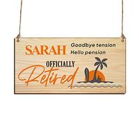 Funny Retirement Gifts for Women Men Personalised Retirement Gift Engraved Custom Wooden Sign Hanging Plague Personalised Gifts for Her Him Grandad Grandma Colleague Teacher Friend Family (Design 1)