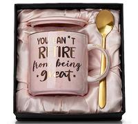 Funny Retirement Gifts for Women - You Can't Retire From Being Great - 14oz Pink Marble Retire Mug with Gold Print, Greeting Card, Happy Farewell Gifts for Retired Colleagues, Friends, Nice Gift Boxed