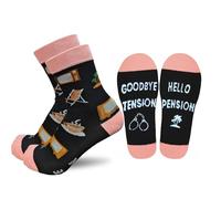 Funny Retirement Socks - Novelty Unisex Gift for Retirement, Humorous Presents for Men and Women, Happy Retirement Gift Ideas (Black-Pink)