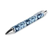 Funny Retractable Ballpoint Pen, Seamless Tie Dye Pattern On Indigo White Silk Ball Point Pens, Extra Fine, 0.5mm, Black Ink, Bulk Refillable Write Smoothly Rollerball Pens for Teens Boys Girls