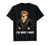Funny Retriever Biker Dog I Do What I Want Value Graphic T-Shirt, Men, Black, XL