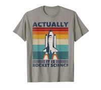 Funny Retro 80´s Rocket Science Aerospace Engineer T-Shirt, Men, Slate Grey, 3X-Large