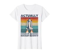 Funny Retro 80´s Rocket Science Aerospace Engineer T-Shirt, Women, White, Small