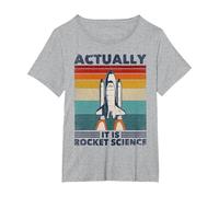 Funny Retro 80´s Rocket Science Aerospace Engineer T-Shirt, Women's Plus, Heather Grey, 4X