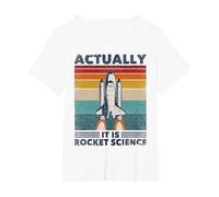 Funny Retro 80´s Rocket Science Aerospace Engineer T-Shirt, Women's Plus, White, 4X