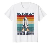 Funny Retro 80´s Rocket Science Aerospace Engineer T-Shirt, Youth, White, Medium