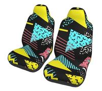 Funny Retro 80s 90s Mem-Phis Motors Front Seat Protective Breathable Seat Covers for Cars, Automotive Comfort & Protection for Most Cars, Van, Trucks, SUV