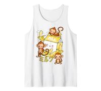 Funny Retro 90s Japanese Kawaii Banana Milk Shake Monkey Tank Top