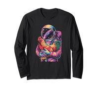 Funny Retro Astronaut Exploring The Starry Chicken Coop Long Sleeve T-Shirt