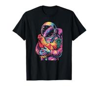 Funny Retro Astronaut Exploring The Starry Chicken Coop T-Shirt