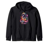 Funny Retro Astronaut Exploring The Starry Chicken Coop Zip Hoodie
