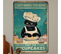 Funny Retro Cat Metal Tin Sign Vintage Kitchen Signs Wall Decor Cat Art Kitty Cats Signs For Home Coffee Bar Cat Art I Just Baked You Some Cakes Sign 8x12 Inch