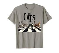 Funny Retro Cats Crossing Street Music Lover Cat Vintage Art T-Shirt