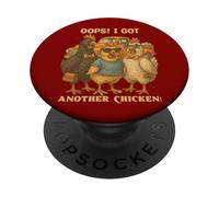 Funny Retro Chicken Humor Shirt "Oops I Got Another Chicken" PopSockets Adhesive PopGrip