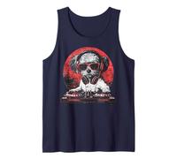 Funny Retro Cool House DJ Shih Tzu Dog Disco Headphone Tech Tank Top
