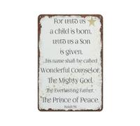 Funny Retro For Unto Us A Child Is Born Isaiah 96 Metal Tin Sign Vintage Sign Wall Decor Home Bar Kitchen Coffee Man Cave Garage Wall Decor Art Tin Sign 8x12 Inch