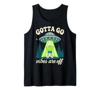 Funny Retro Frog UFO Abduction Gotta Go Design Tank Top