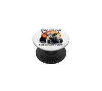 Funny Retro Highland Cow Lover Stop The Car I See Fluffy Cow PopSockets Adhesive PopGrip