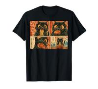Funny Retro Manga Cat Eating Japan Comic Design T-Shirt