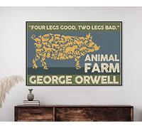 Funny Retro Metal Tin Sign Animal Farm Pig Poster Four Legs Good Two Legs Bad Animal Farm Poster George Orwell Poster Farm Art Animal Poster Pig Instant Art Rustic Decor Room Decor 8"x12"