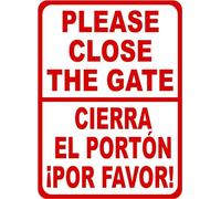 Funny Retro Metal Tin Sign Bilingual Please Close Gate Sign. Cierre el Porton Por Favor Spanish. English & Spanish Safety Tin Signs for Kitchen Home Office Bar Cafe Decor 8x12 Inch.