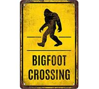 Funny Retro Metal Tin Sign Danger Bigfoot Crossing Warning Outdoor Home Wall Decoration Use Indoor/Outdoor-Great Gift and Decor Rustic Art-Print at Home Poster Tin Awesome Pos 8"x12"