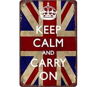 Funny Retro Metal Tin Sign Keep Calm and Carry On Outdoor Home Wall Decoration Use Indoor/Outdoor-Great Gift and Decor Rustic Art-Print at Home Poster Tin Awesome Poster Unfr 8"x12"