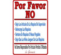 Funny Retro Metal Tin Sign Laundromat Rules Spanish Tin Signs for Kitchen Home Office Bar Cafe Decor 8x12 Inch.