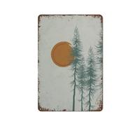 Funny Retro Metal Tin Sign Moon And Sun Trees Moon And Sun Landscape Mid Century Modern Minimal Wall Art Home Bar Kitchen Coffee Man Cave Garage Wall Decor Art Tin Sign 12x16 Inch