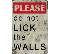 Funny Retro Metal Tin Sign Please Do Not Lick The Walls Bathroom Decor Poster Wall Art Vintage For Man Cave For Living Room Wall Home Decor 8x12 In