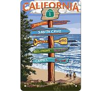 Funny Retro Metal Tin Sign Santa Cruz California Wall Decoration Use Indoor/Outdoor-Great Gift and Decor Rustic Art-Print at Home Poster Tin Awesome Poster Unframe 8"x12"