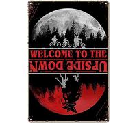 Funny Retro Metal Tin Sign Welcome to The Upside Down Things Stranger For Garage,For Bars,Restaurants,Cafes Pubs,Club，Bathroom Room Wall Decor 12x8 Inch