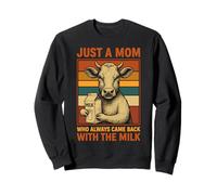 Funny Retro Mom Cow With Milk Meme Design Sweatshirt