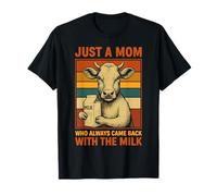 Funny Retro Mom Cow with Milk Meme Design T-Shirt