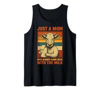Funny Retro Mom Cow with Milk Meme Design Tank Top