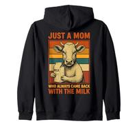 Funny Retro Mom Cow With Milk Meme Design Zip Hoodie