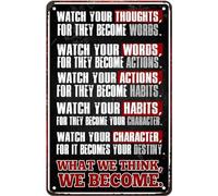Funny Retro My Neighbors Watch Your Thoughts They Become Words Vintage Style Metal Tin Signs for Motivational Poster Watch Your Thought Poster 12x8 Inch