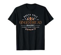 Funny Retro North Pole Gingerbread Bakery Merry Christmas T-Shirt