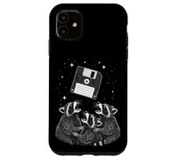 Funny Retro Raccoon Worship Old Floppy Disk Case for iPhone 11
